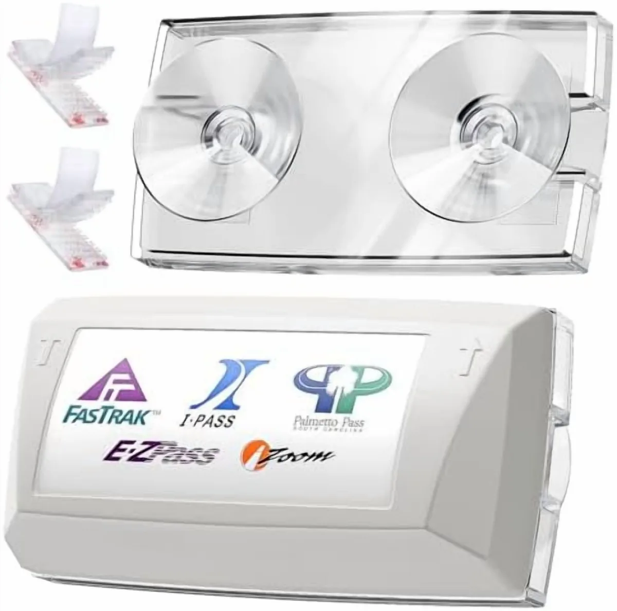 I-PASS transponder mounted on car windshield