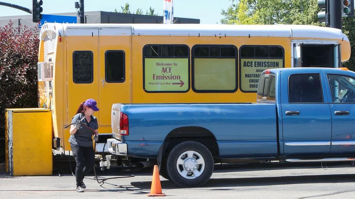 Idaho emissions testing station vehicle inspection