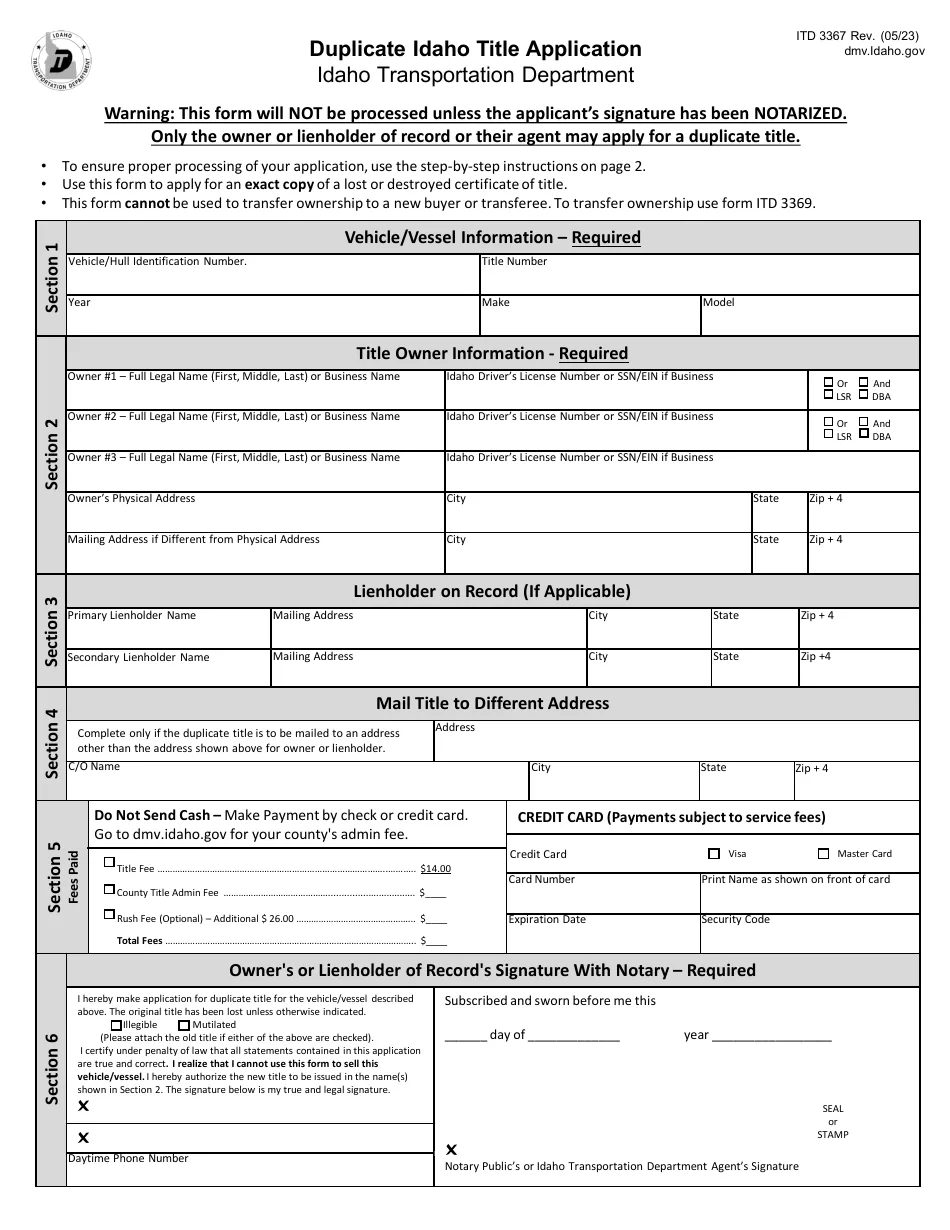 Idaho license plate and registration documents
