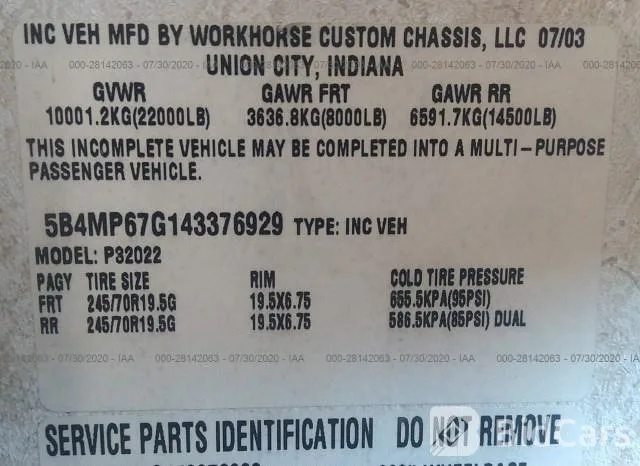 Idaho motor home chassis valuation for RV fees