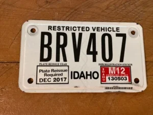 Idaho restricted vehicle plate on an off-highway vehicle
