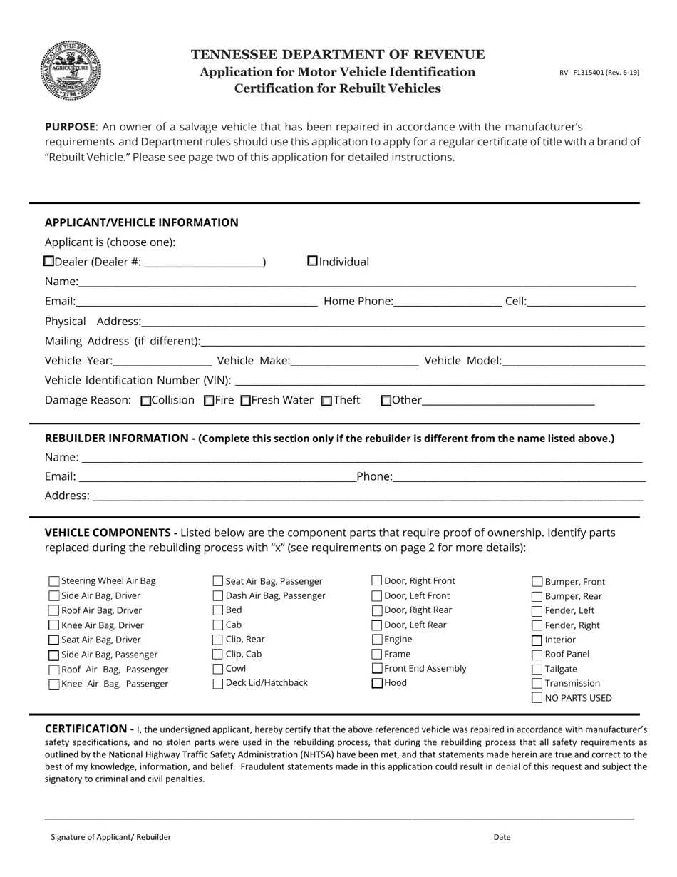 Idaho RV registration documents