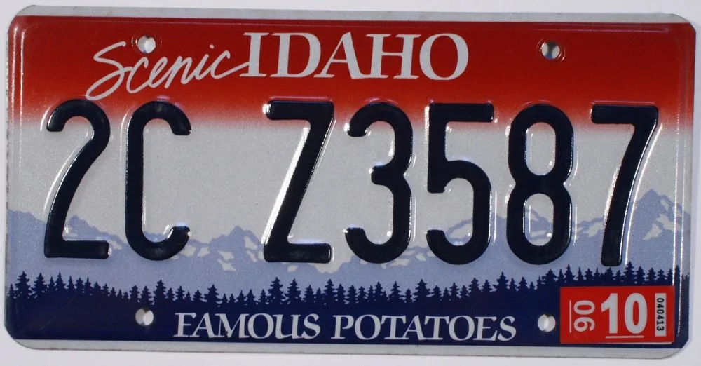 Idaho specialty license plate with county prefix