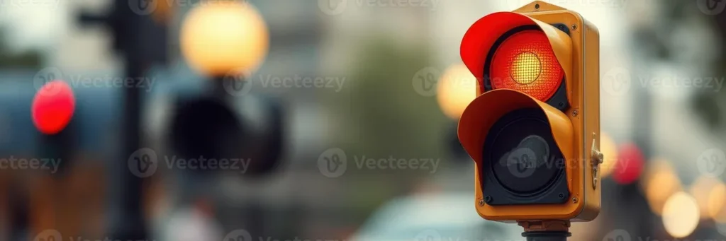 Idaho traffic signal with yellow light at intersection