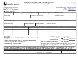 Idaho utility trailer registration form