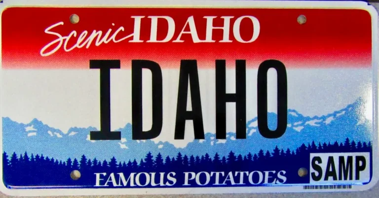 Idaho vehicle registration form and plates