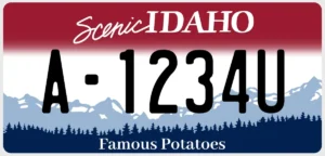 Idaho vehicle registration sticker on license plate
