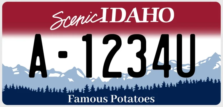 Idaho vehicle registration sticker on license plate