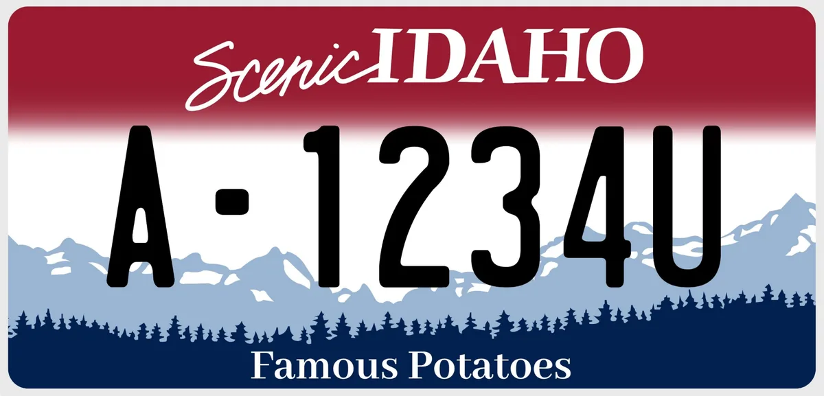 Idaho vehicle registration sticker on license plate