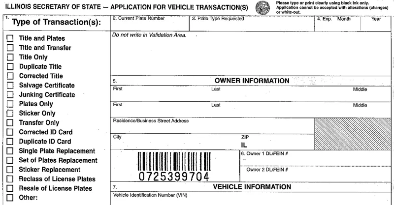 Illinois Certificate of Purchase form VSD-379
