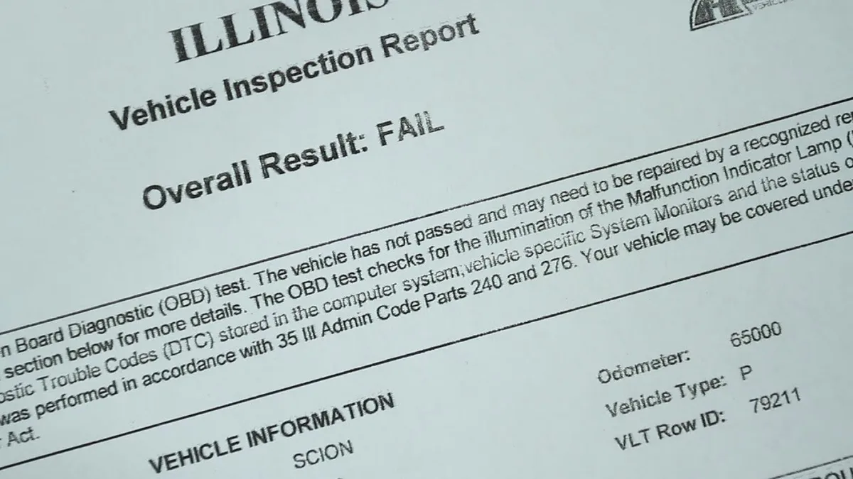 Illinois emissions test notice in mail