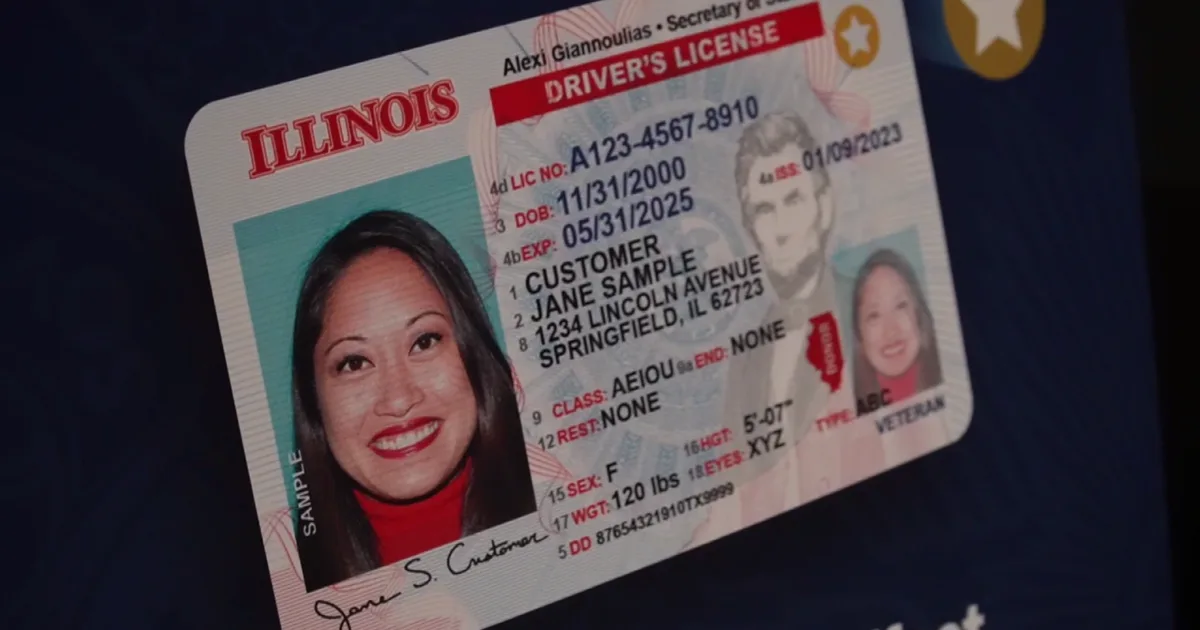 Illinois REAL ID card sample