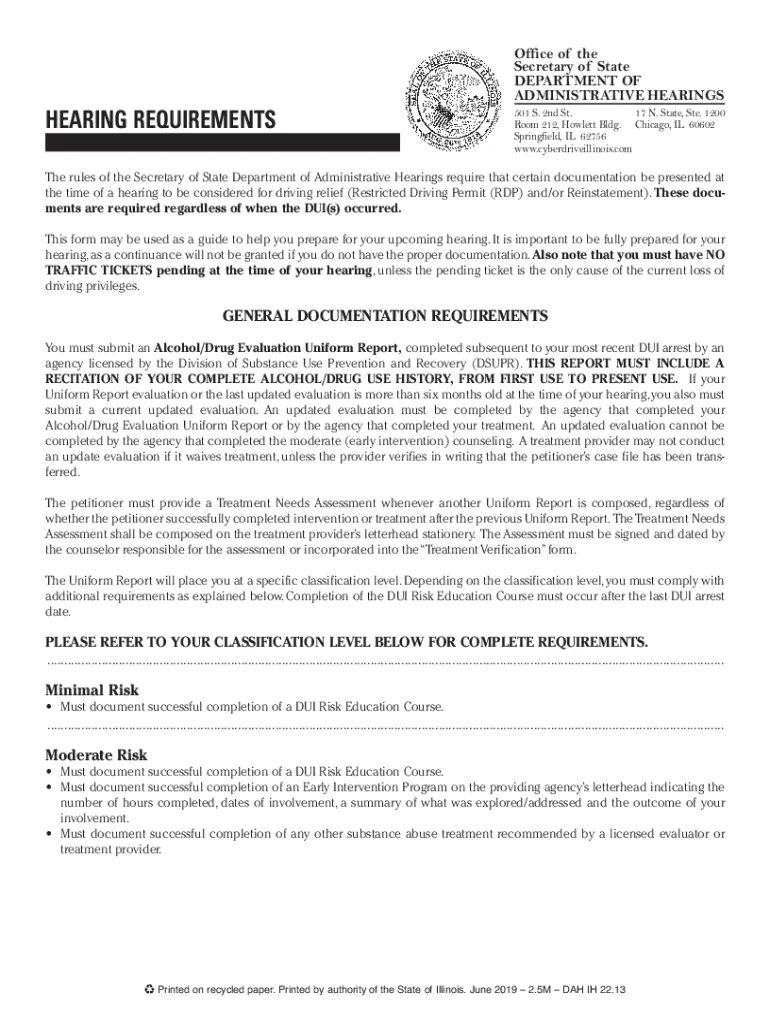 Illinois Secretary of State hearing notice letter