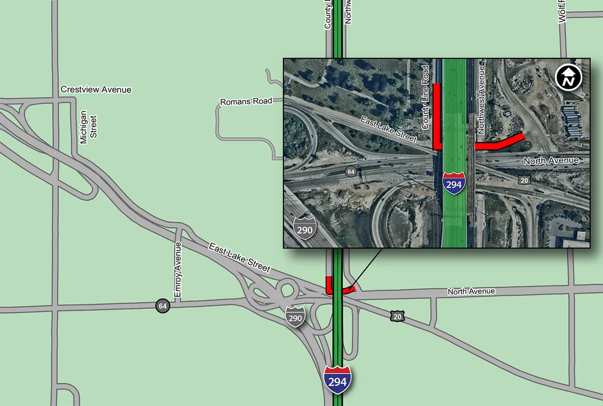 Illinois Tollway construction zone traffic pattern
