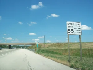 Illinois Tollway construction zone with double fines sign