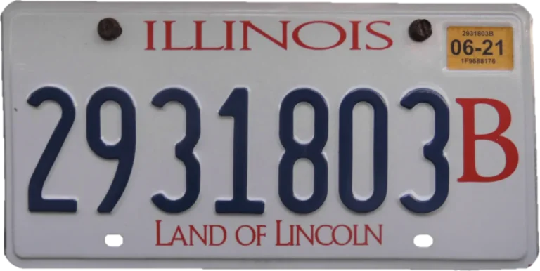 Illinois vehicle registration plates and sticker