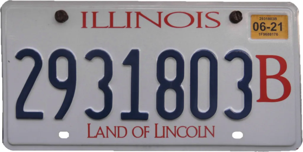 Illinois vehicle registration plates and sticker