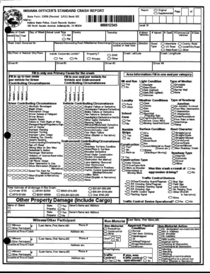Indiana BMV crash report form