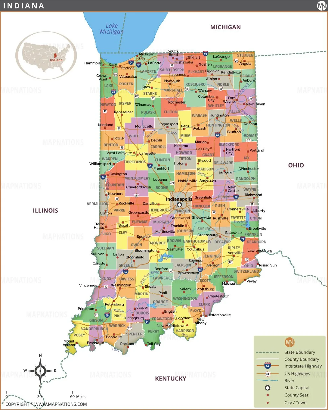 Indiana counties requiring emissions testing
