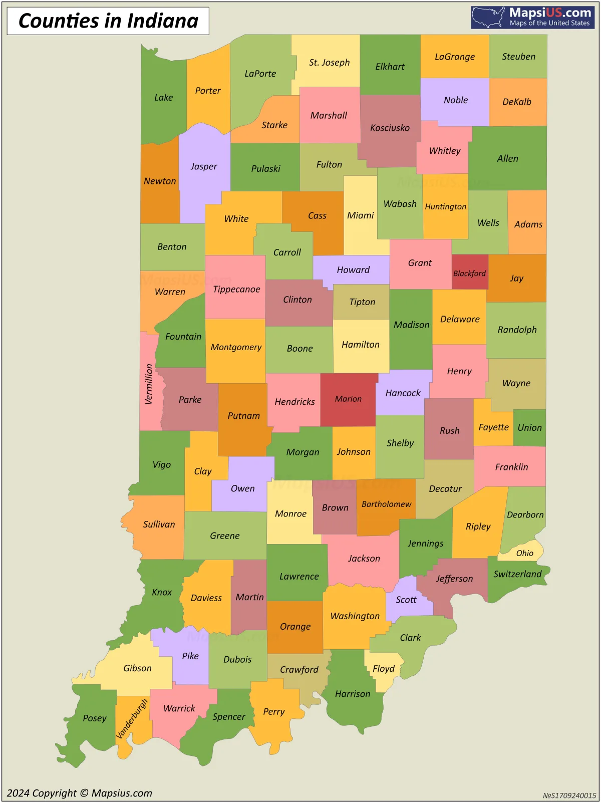 Indiana county emissions testing map