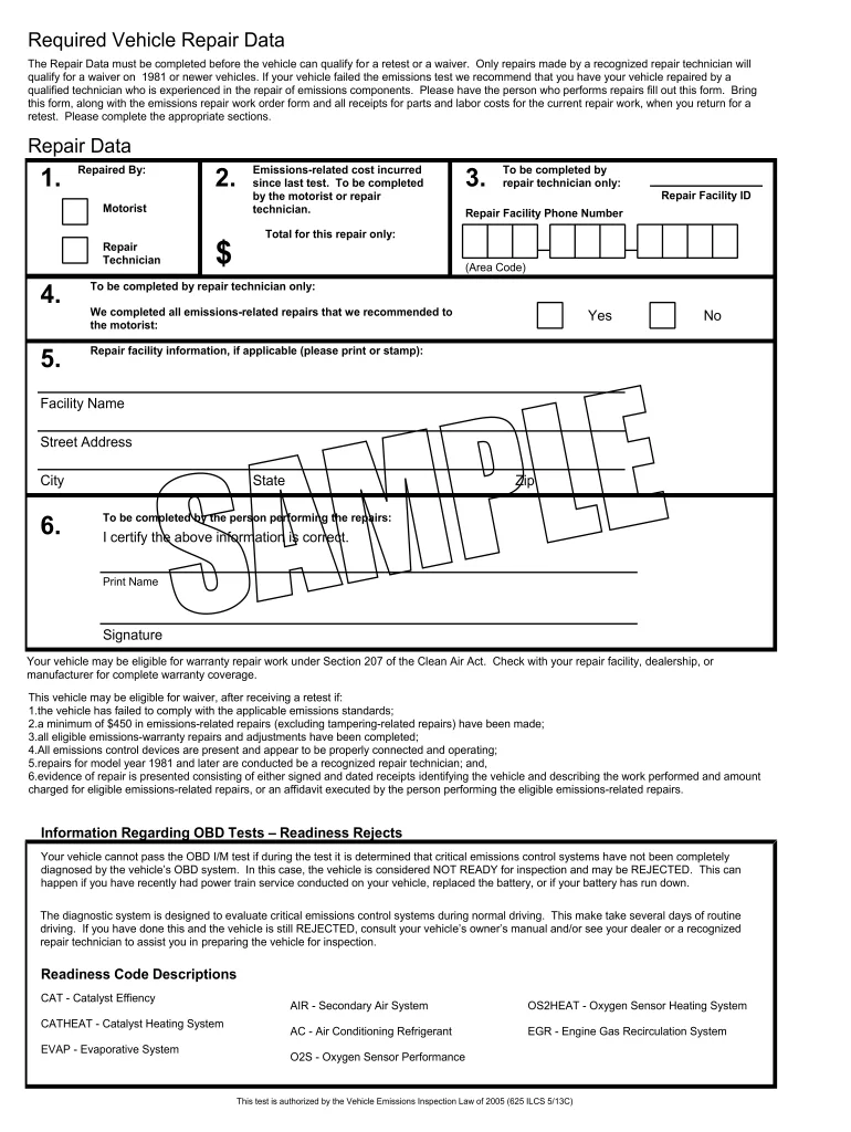 Indiana emissions waiver form