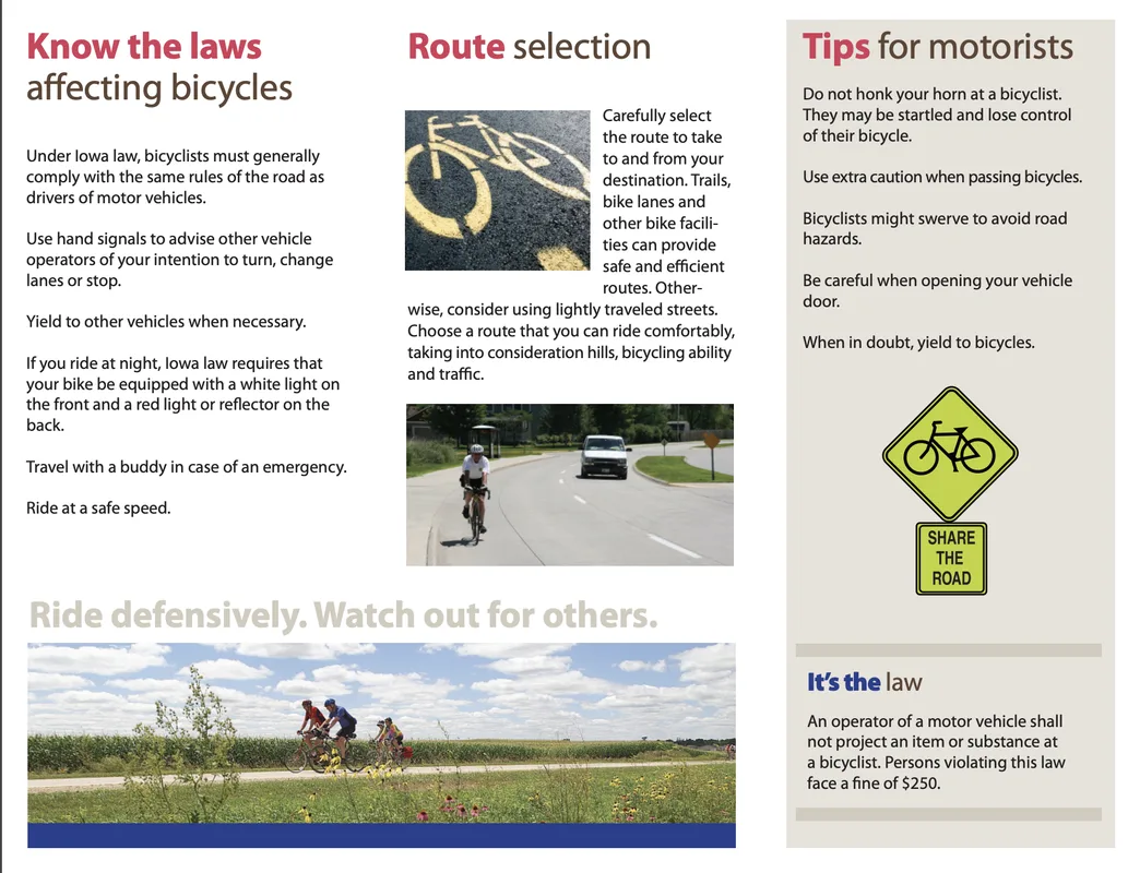 Iowa Code § 321.234 bicycle passing law