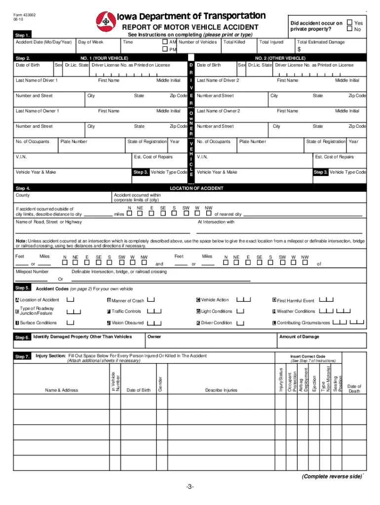 Iowa crash report form