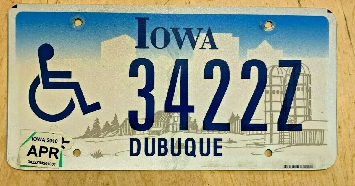 Iowa disabled veteran license plate