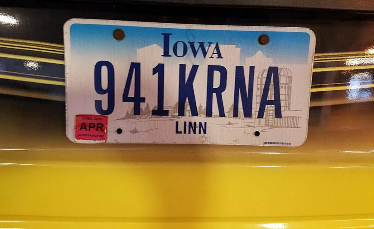 Iowa license plate validation sticker
