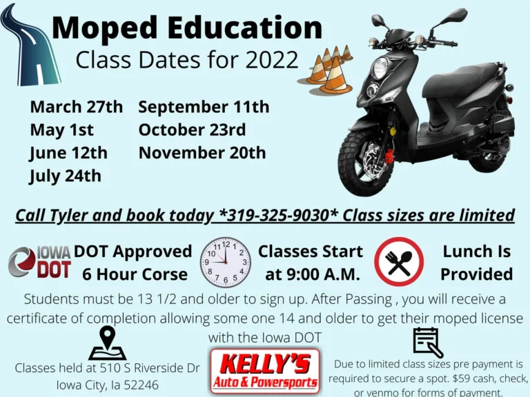 Iowa moped operation rules on level ground and rider assistance