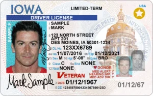 Iowa REAL ID application document checklist and DOT appointment