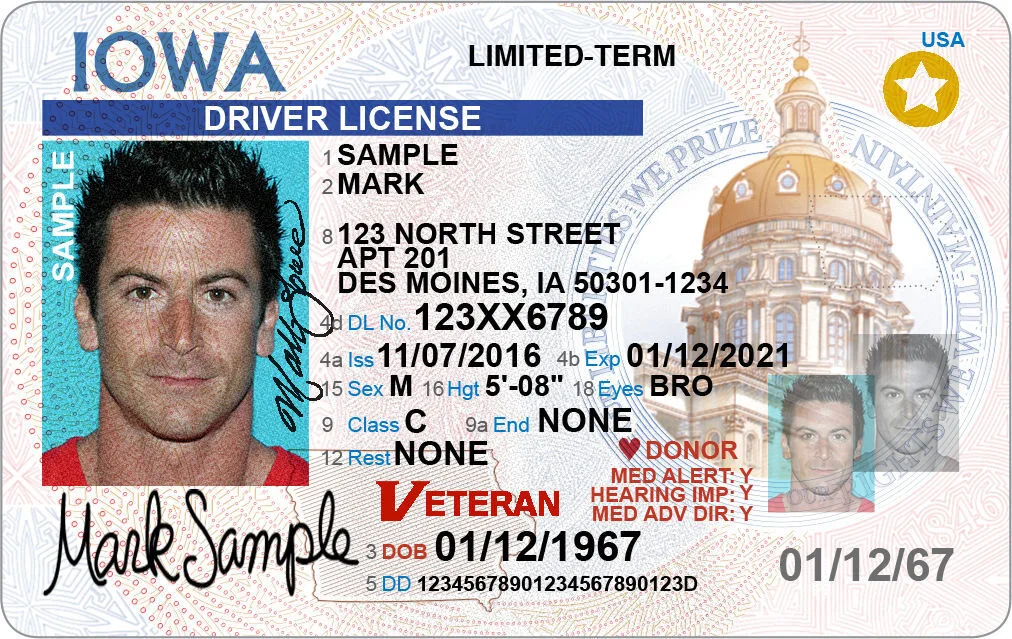 Iowa REAL ID application document checklist and DOT appointment