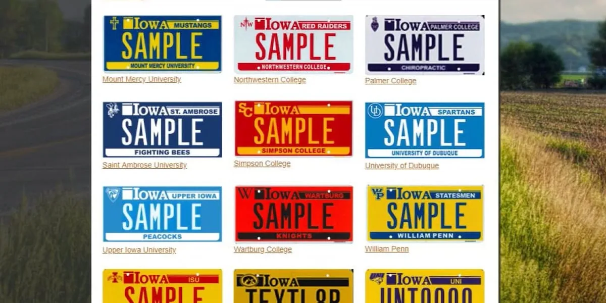 Iowa specialty license plates