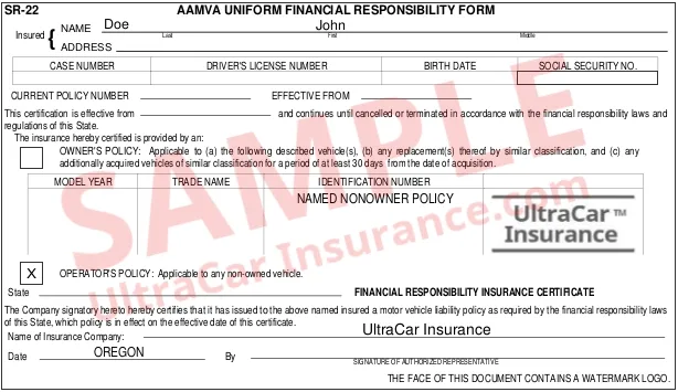 Iowa SR-22 insurance form