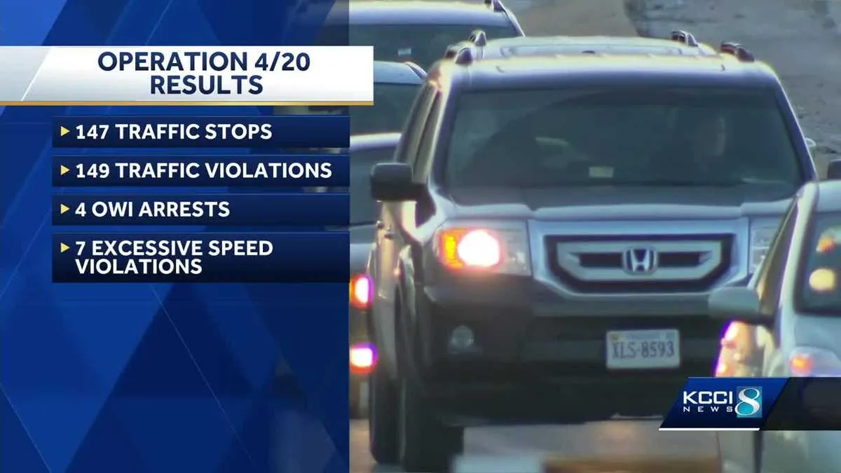 Iowa traffic stop distracted driving fine