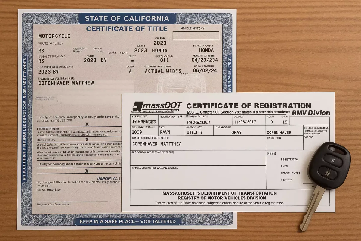 Iowa vehicle registration documents