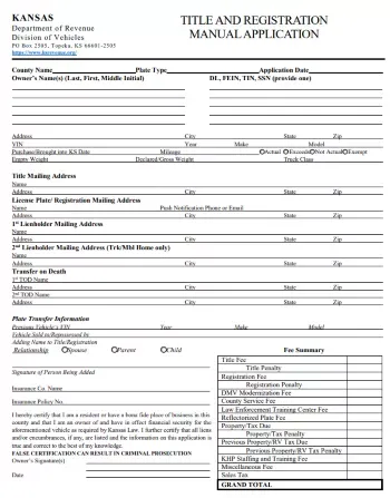 Kansas car registration documents