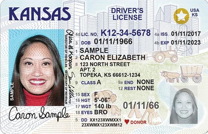 Kansas driver's license and vehicle registration