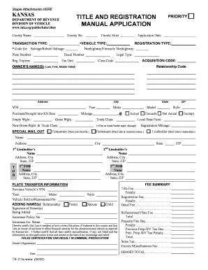 Kansas vehicle registration documents