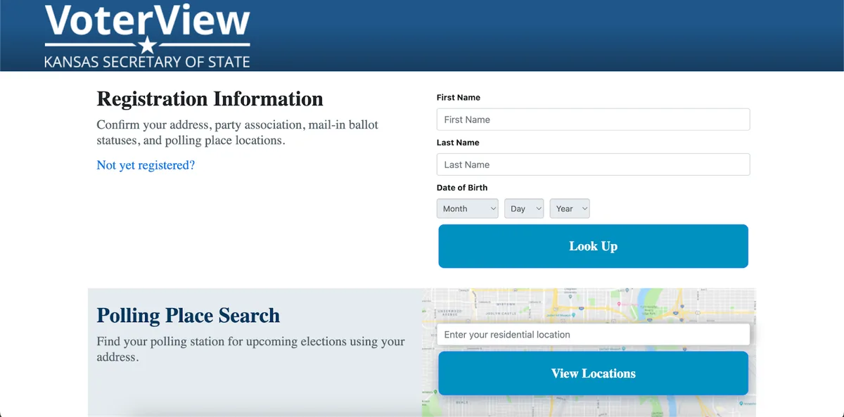Kansas VoterView registration check