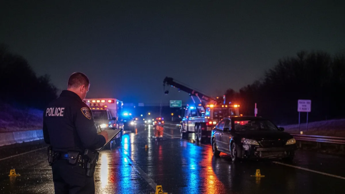 Kentucky car accident scene with police