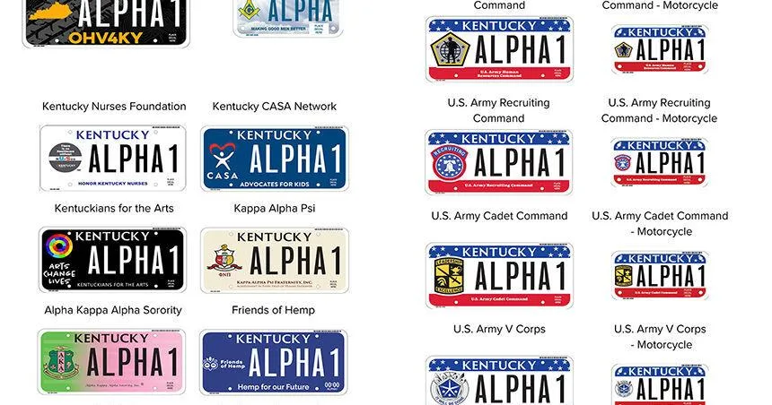 Kentucky license plates comparison