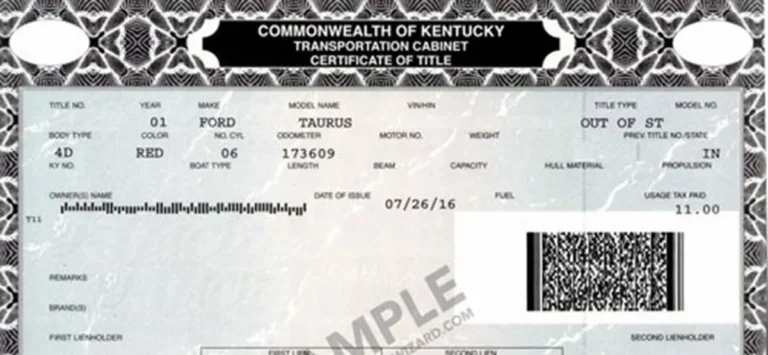Kentucky salvage vehicle title