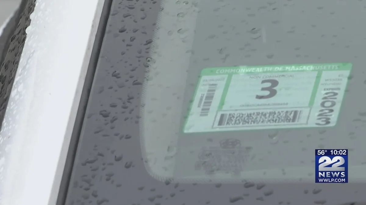 MA inspection sticker on windshield