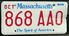 MA standard license plate