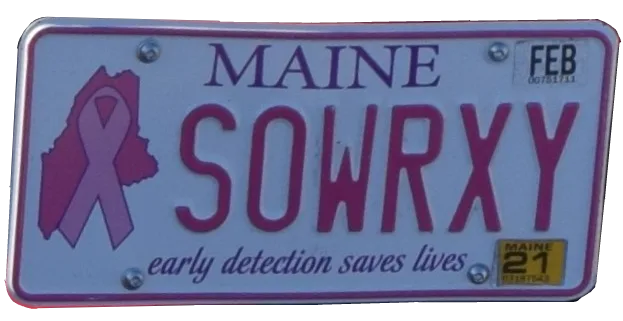 Maine vanity license plate example