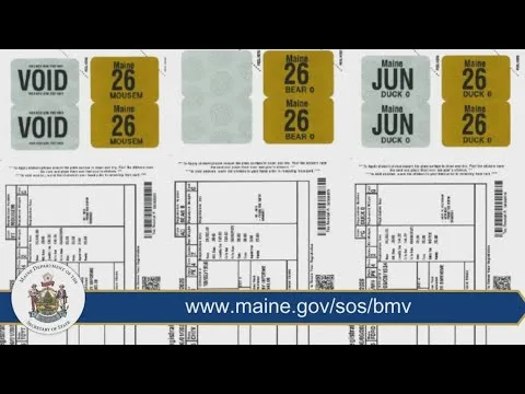 Maine vehicle registration renewal form and sticker