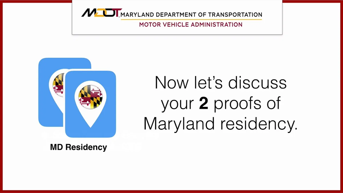Maryland driver's license with address