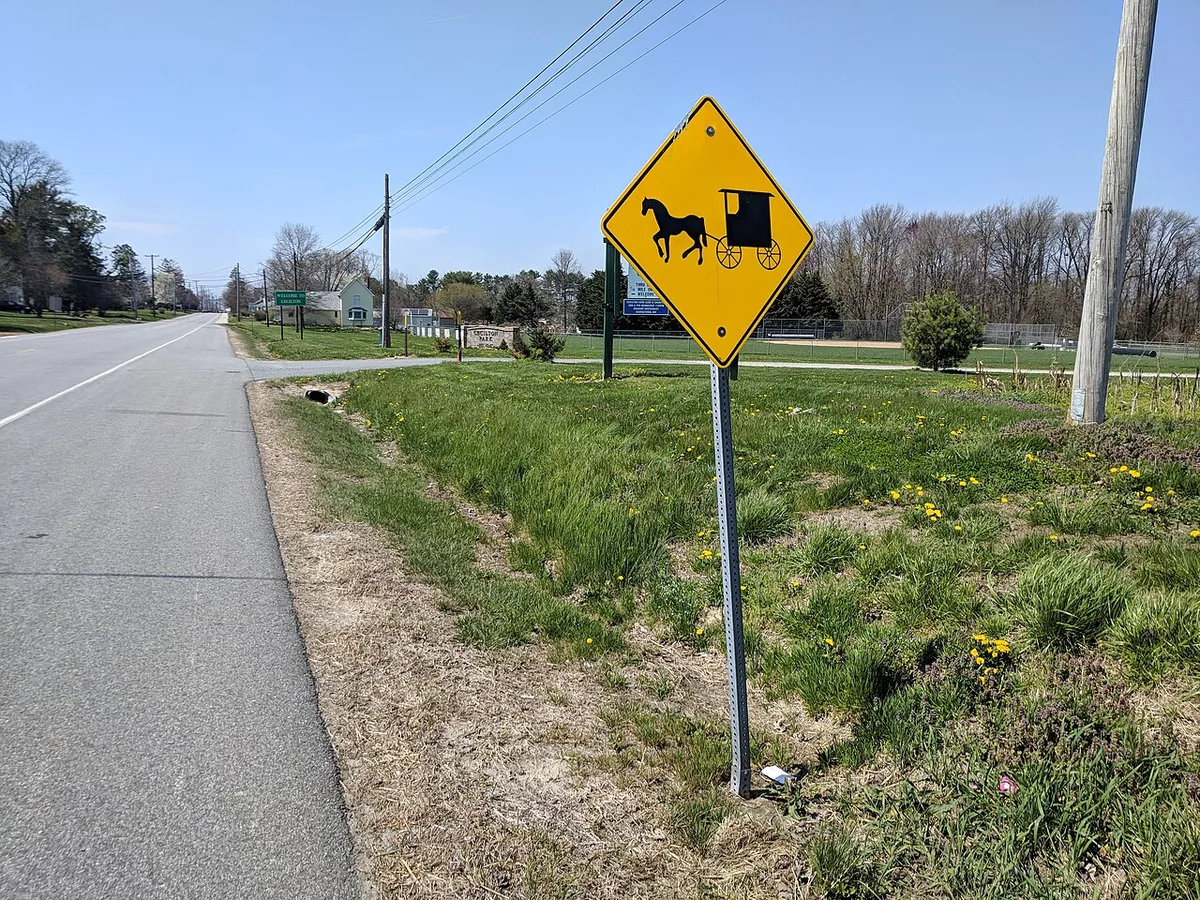 Maryland horse drawn carriage on rural highway