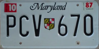 Maryland standard license plate design